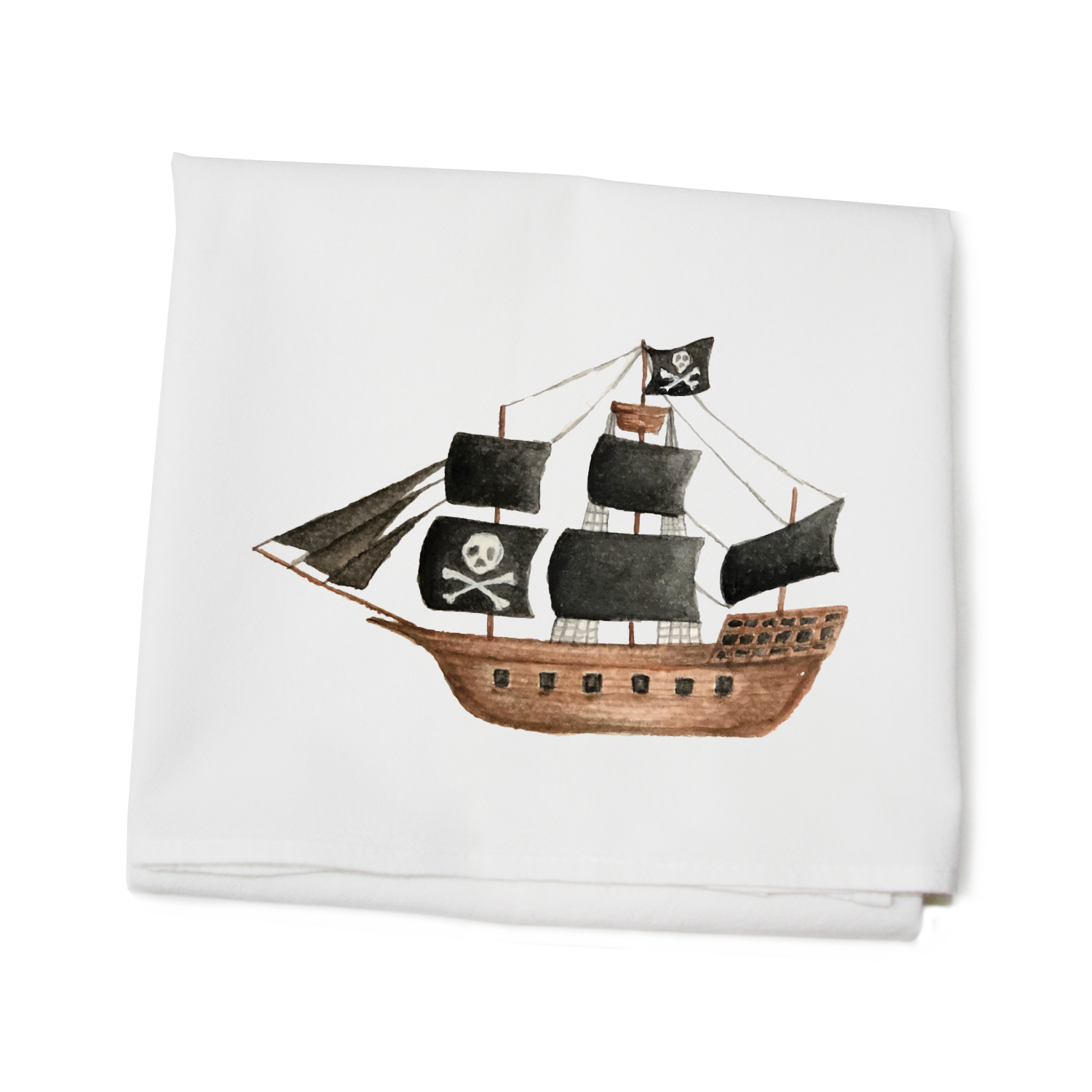 pirate ship flour sack towel