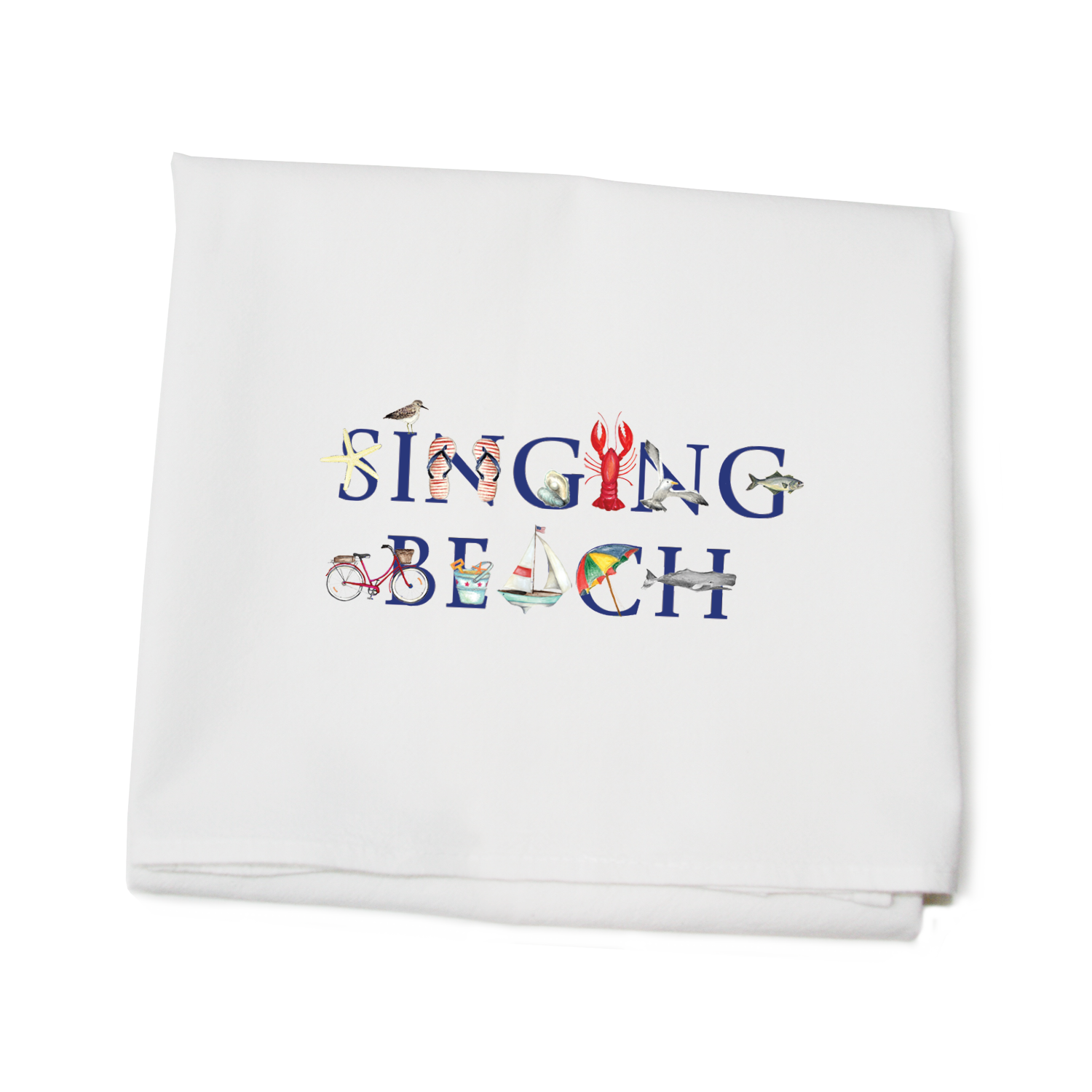 singing beach flour sack towel