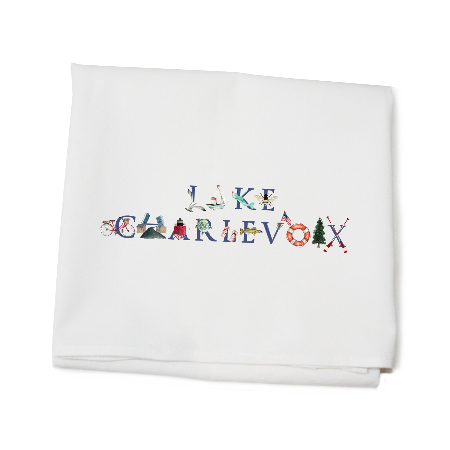 lake charlevoix flour sack towel