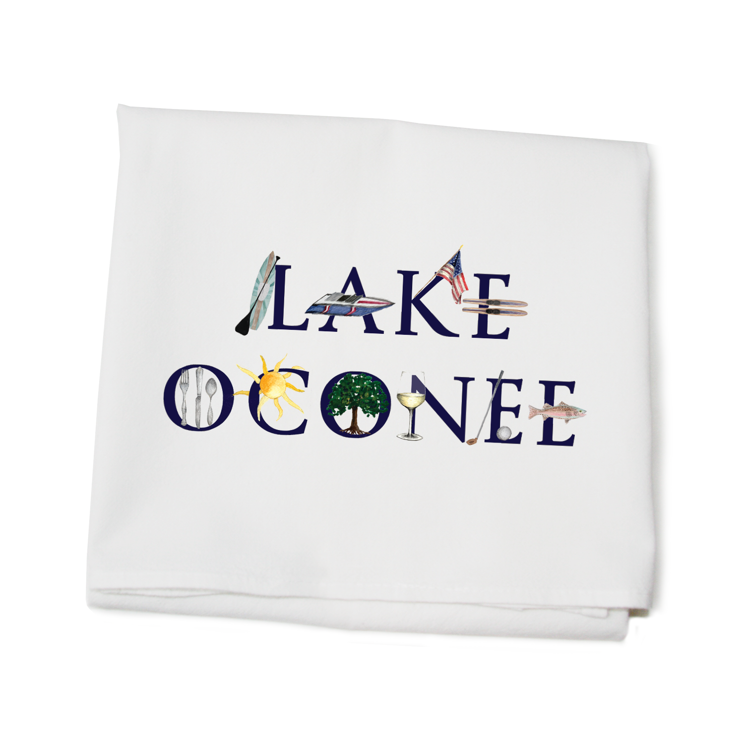 lake oconee flour sack towel