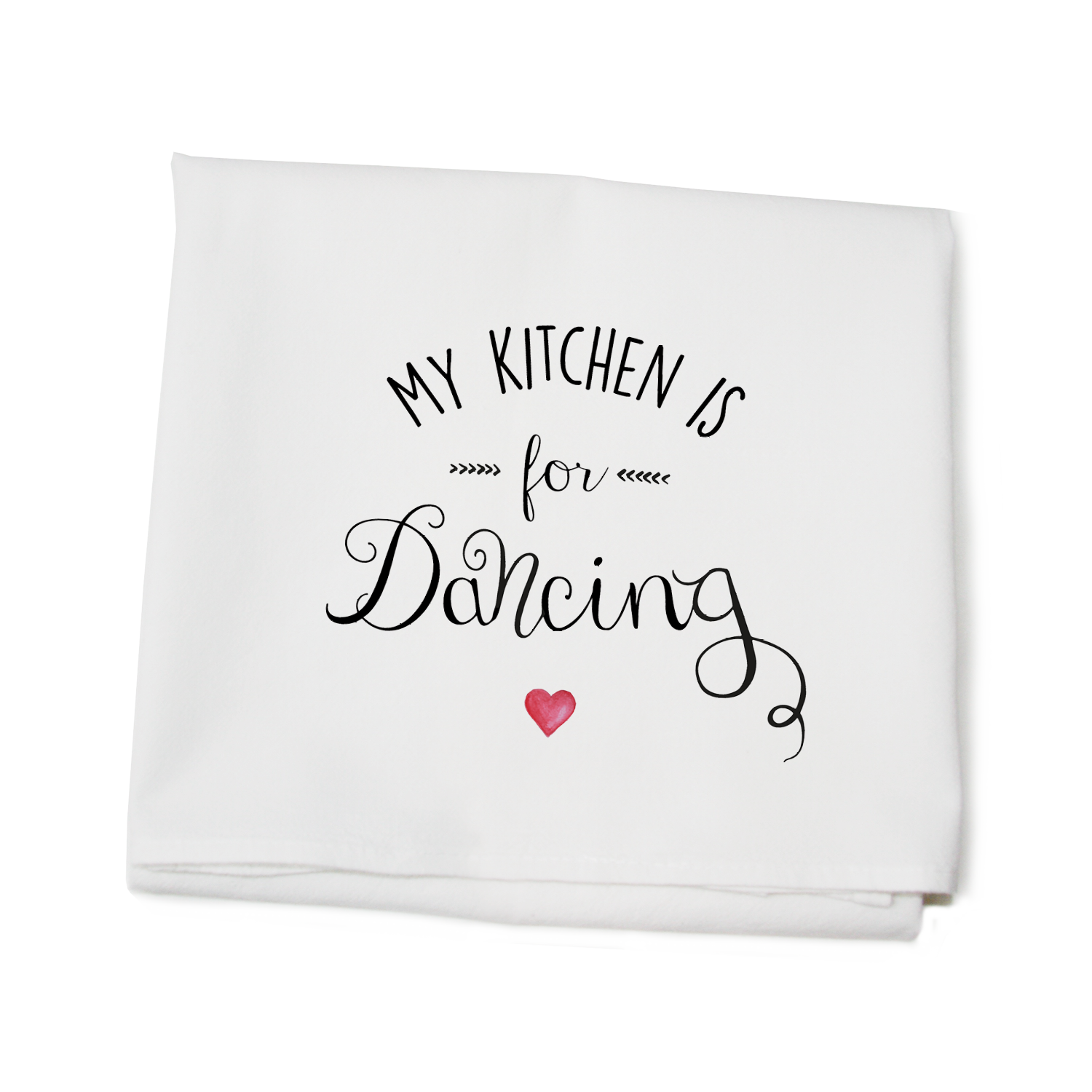 kitchen dancing heart flour sack towel