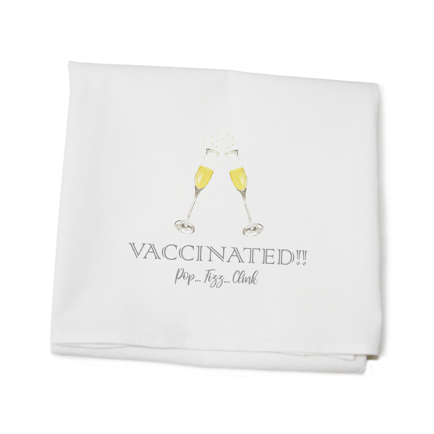 vaccine pop fizz clink flour sack towel