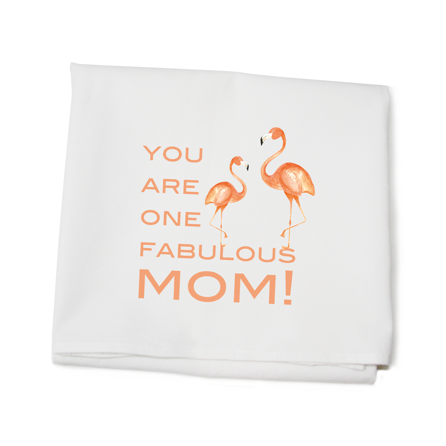 flamingo mom flour sack towel