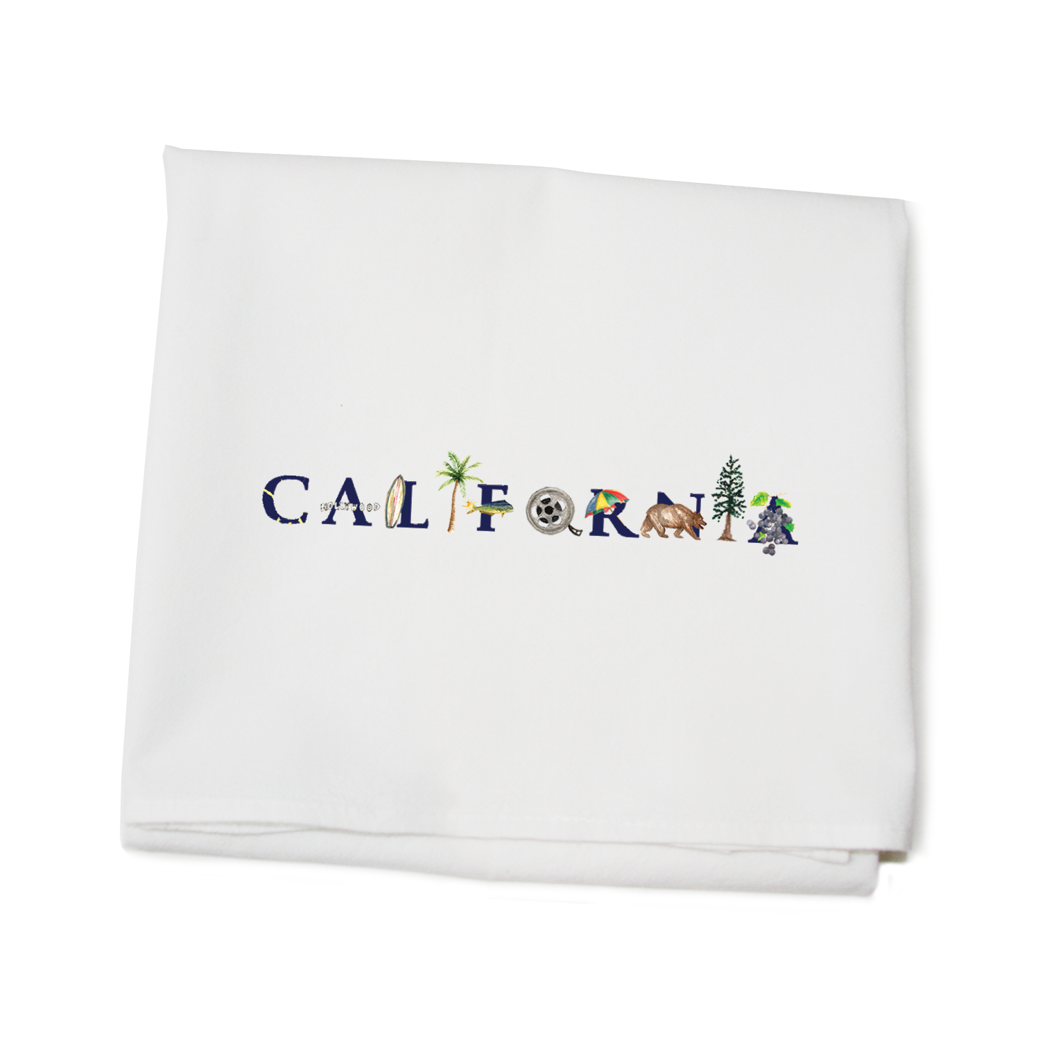 california blue font flour sack towel