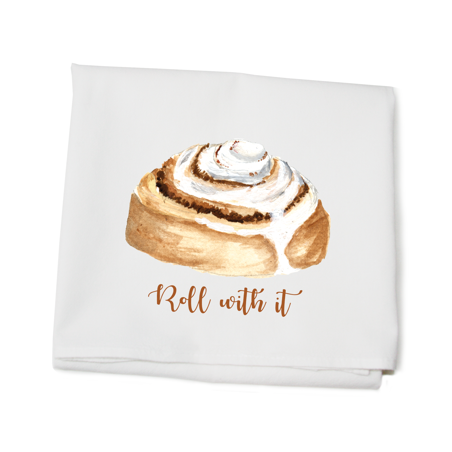 roll with it cinnamon bun flour sack towel