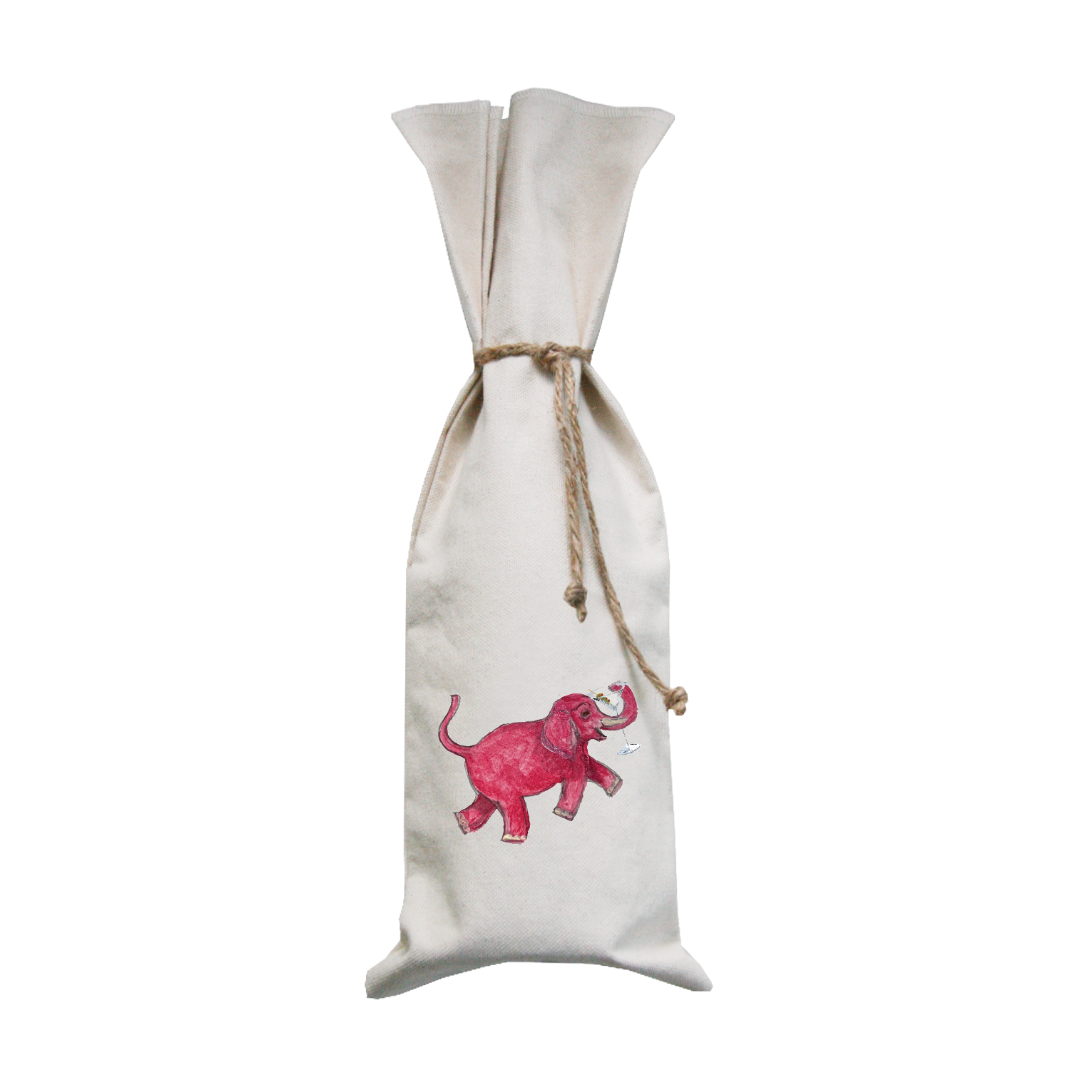 pink elephant with martini wine bag