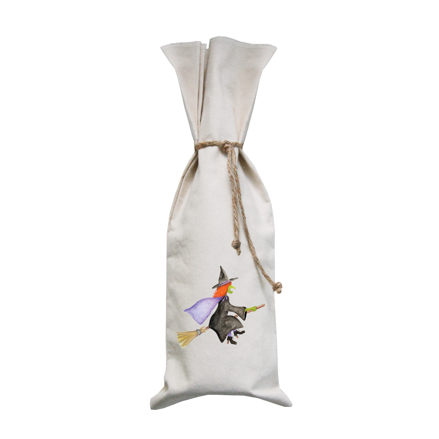 witch flying wine bag