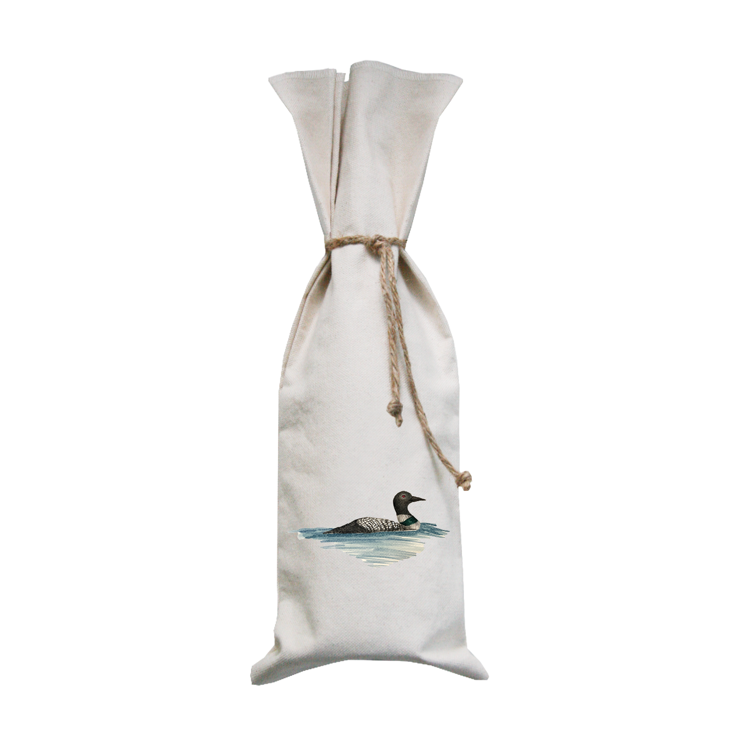 loon on water wine bag