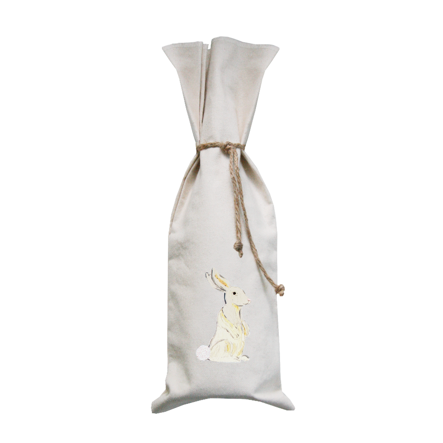 white bunny wine bag