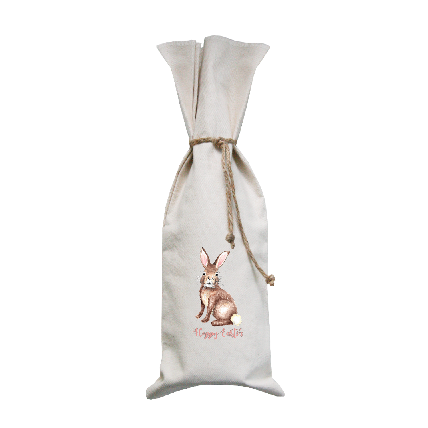 brown bunny with hoppy easter wine bag