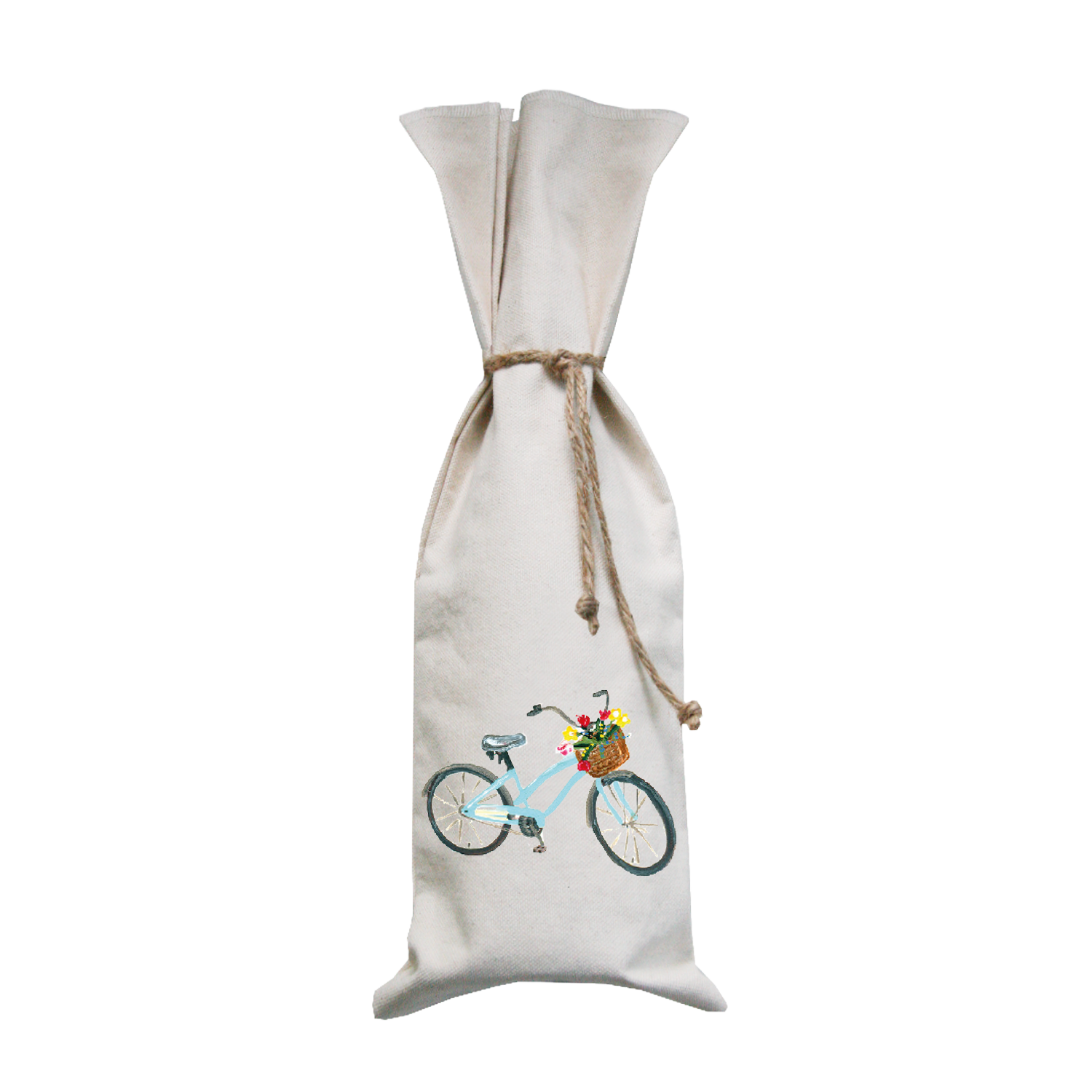bike with tulips wine bag