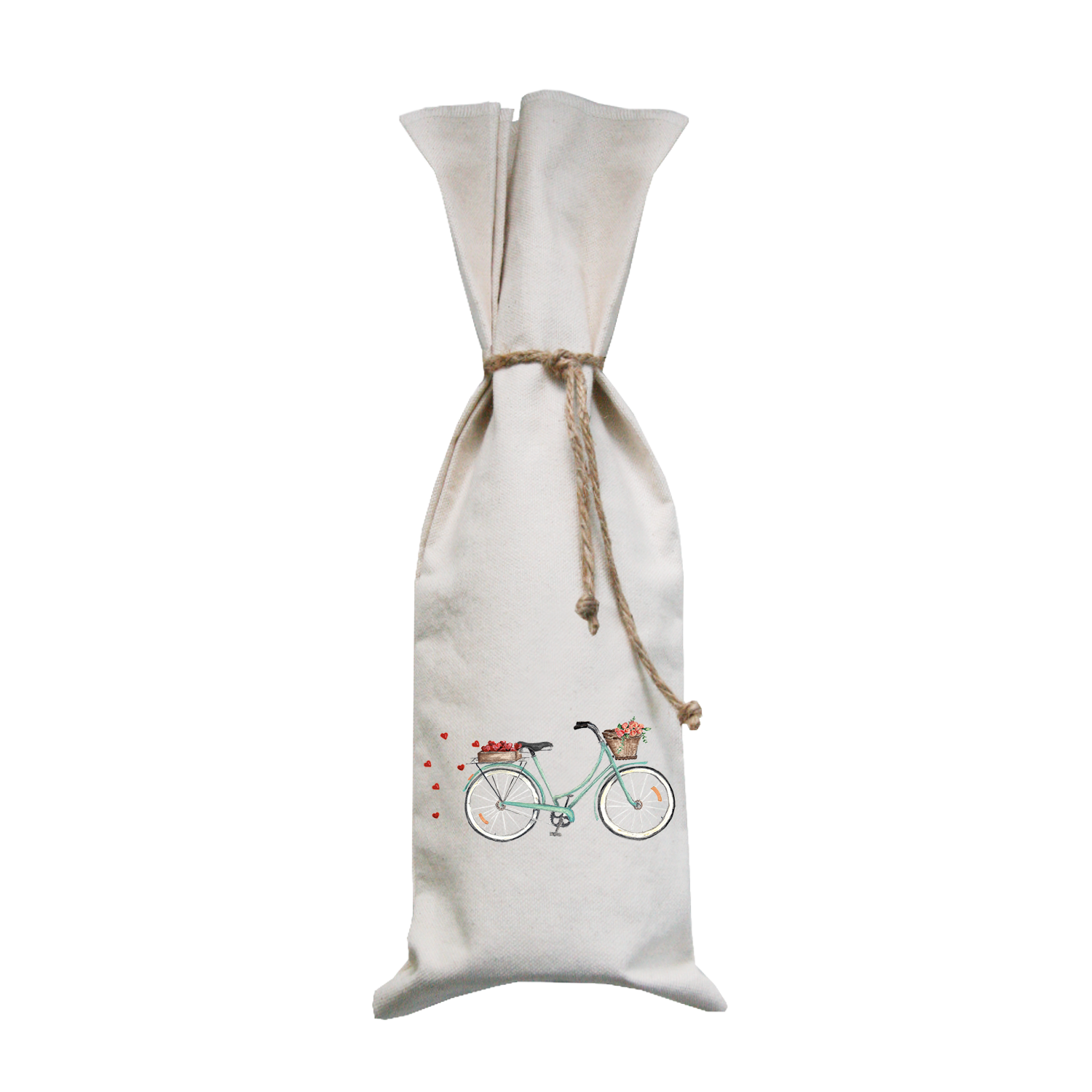 bike hearts flower wine bag