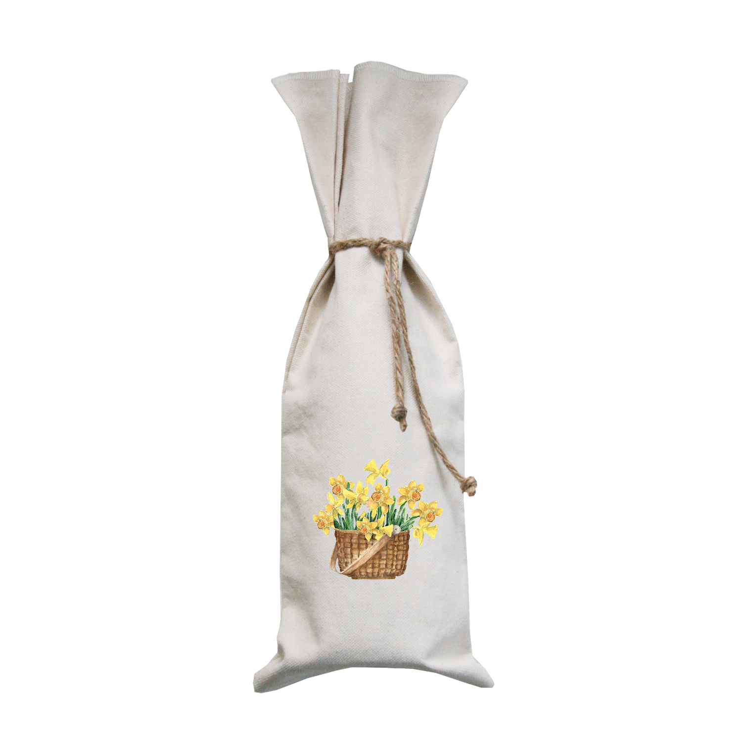 daffodils in nantucket basket wine bag