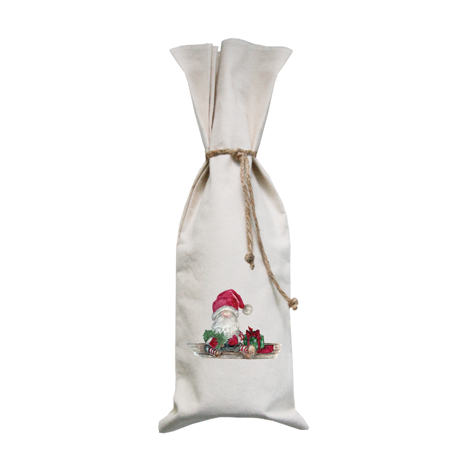 christmas gnome wine bag