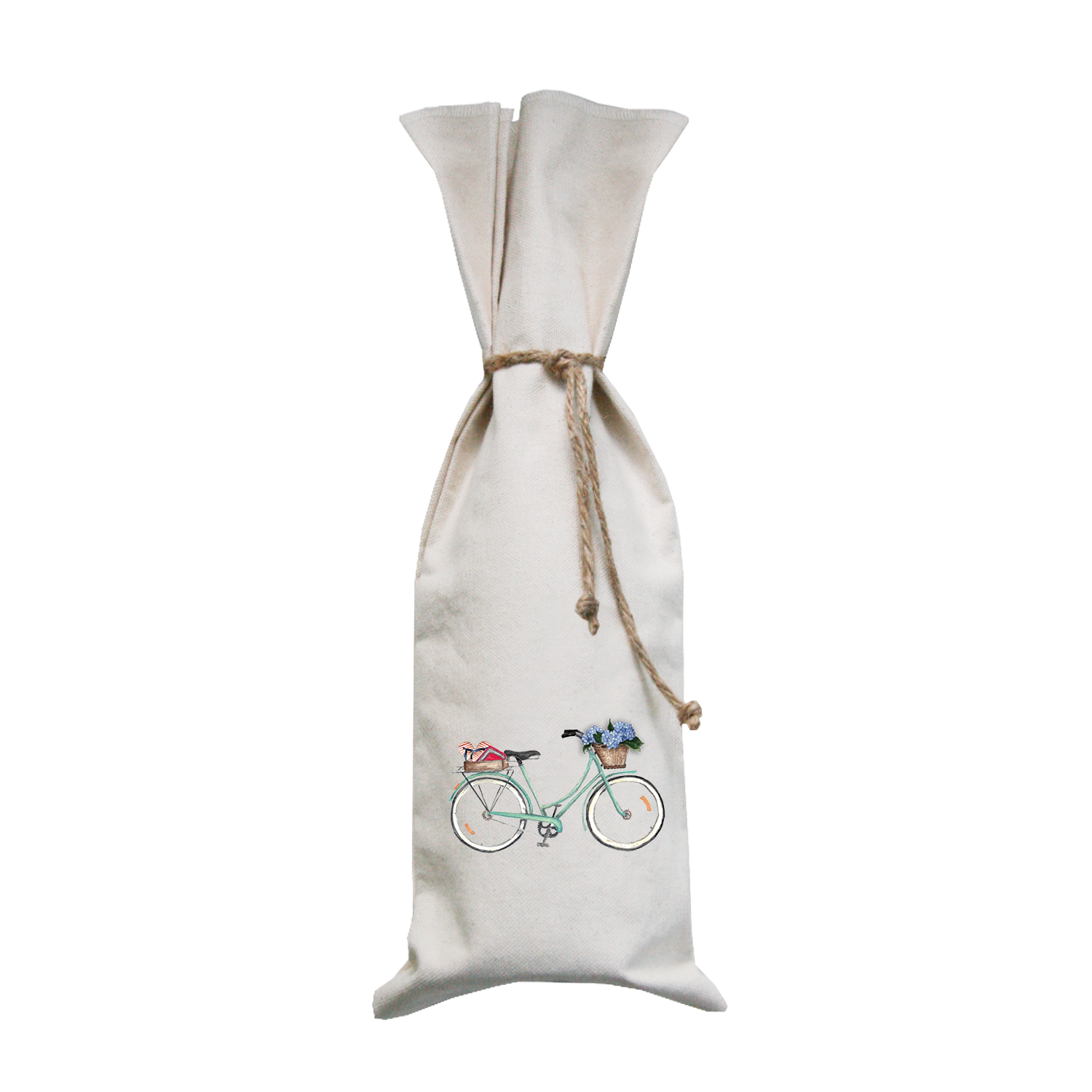 bike with books on back wine bag