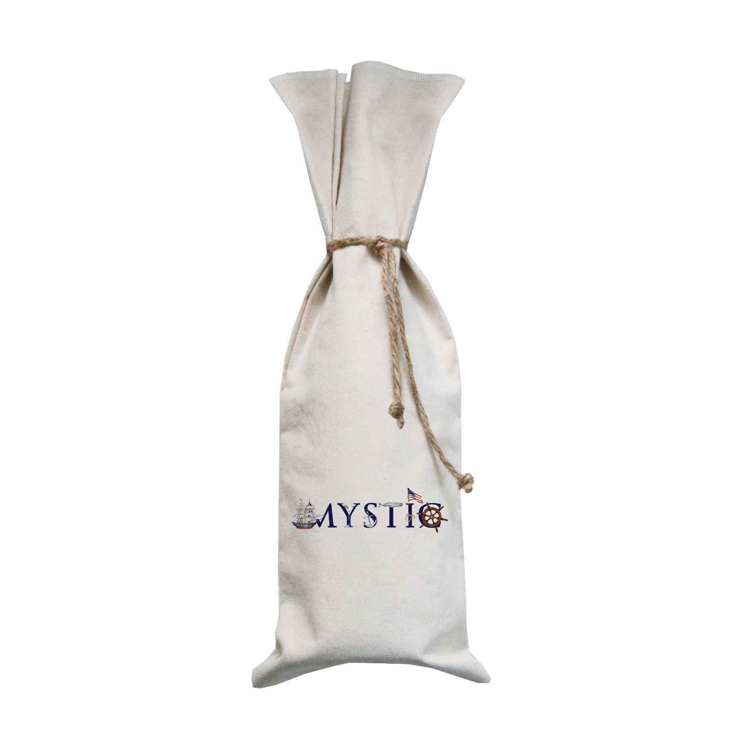 mystic with martini and flag wine bag
