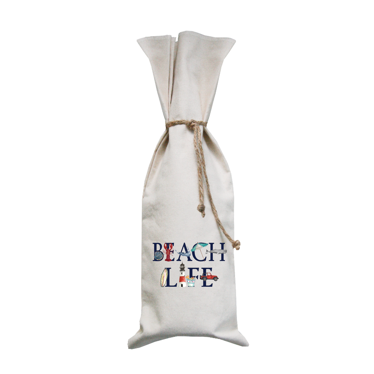 beach life nantucket wine bag
