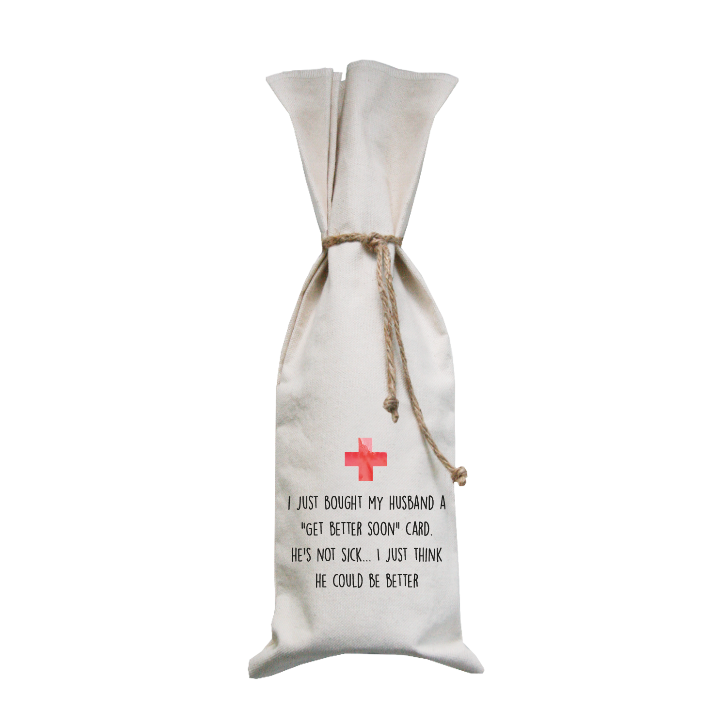 husband painted red cross wine bag