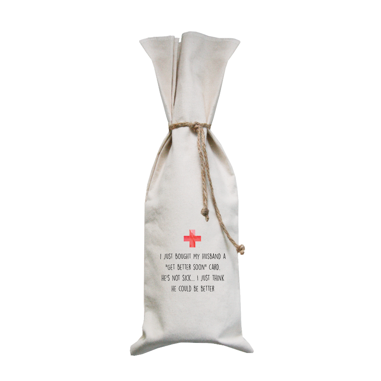 husband red cross wine bag