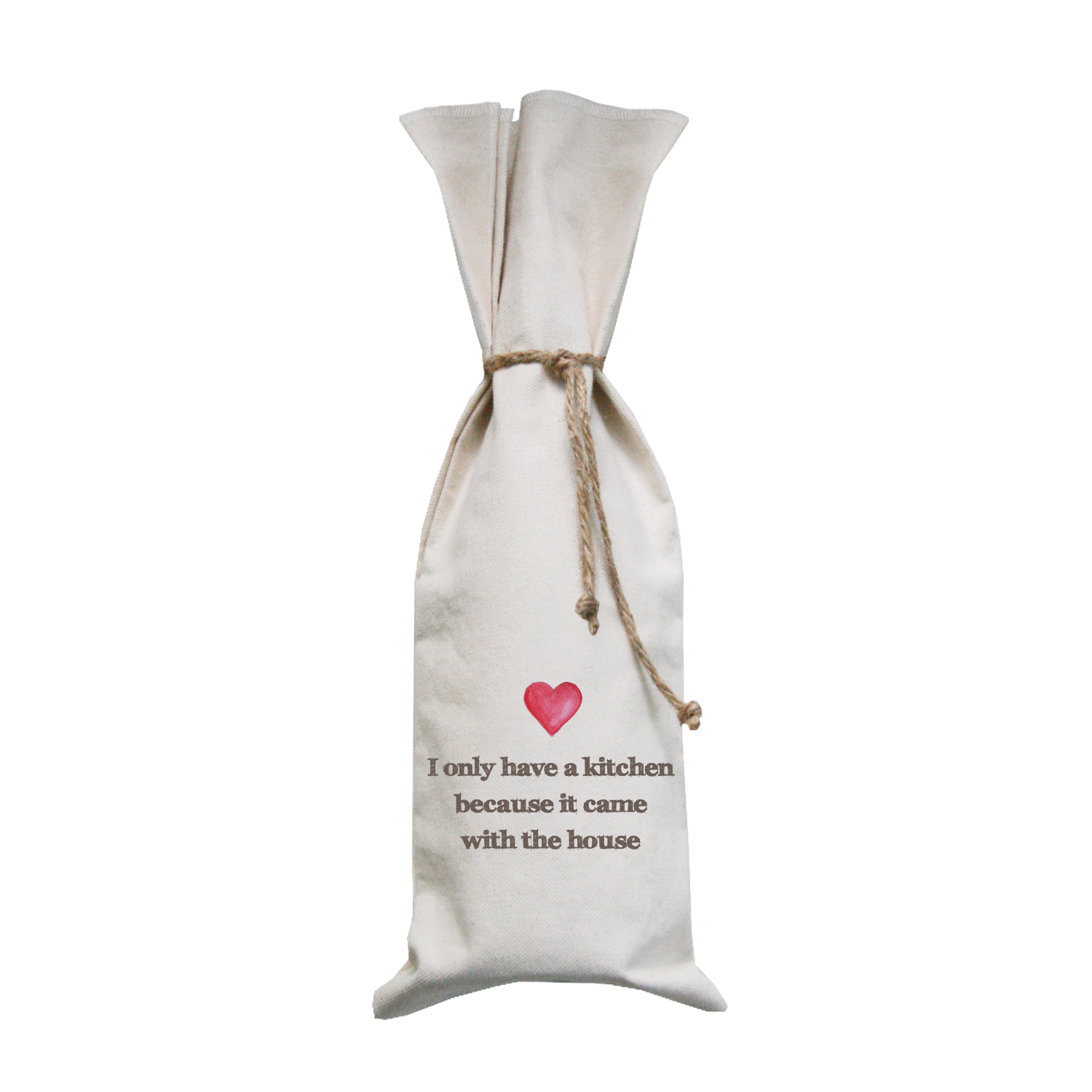 kitchen with heart wine bag