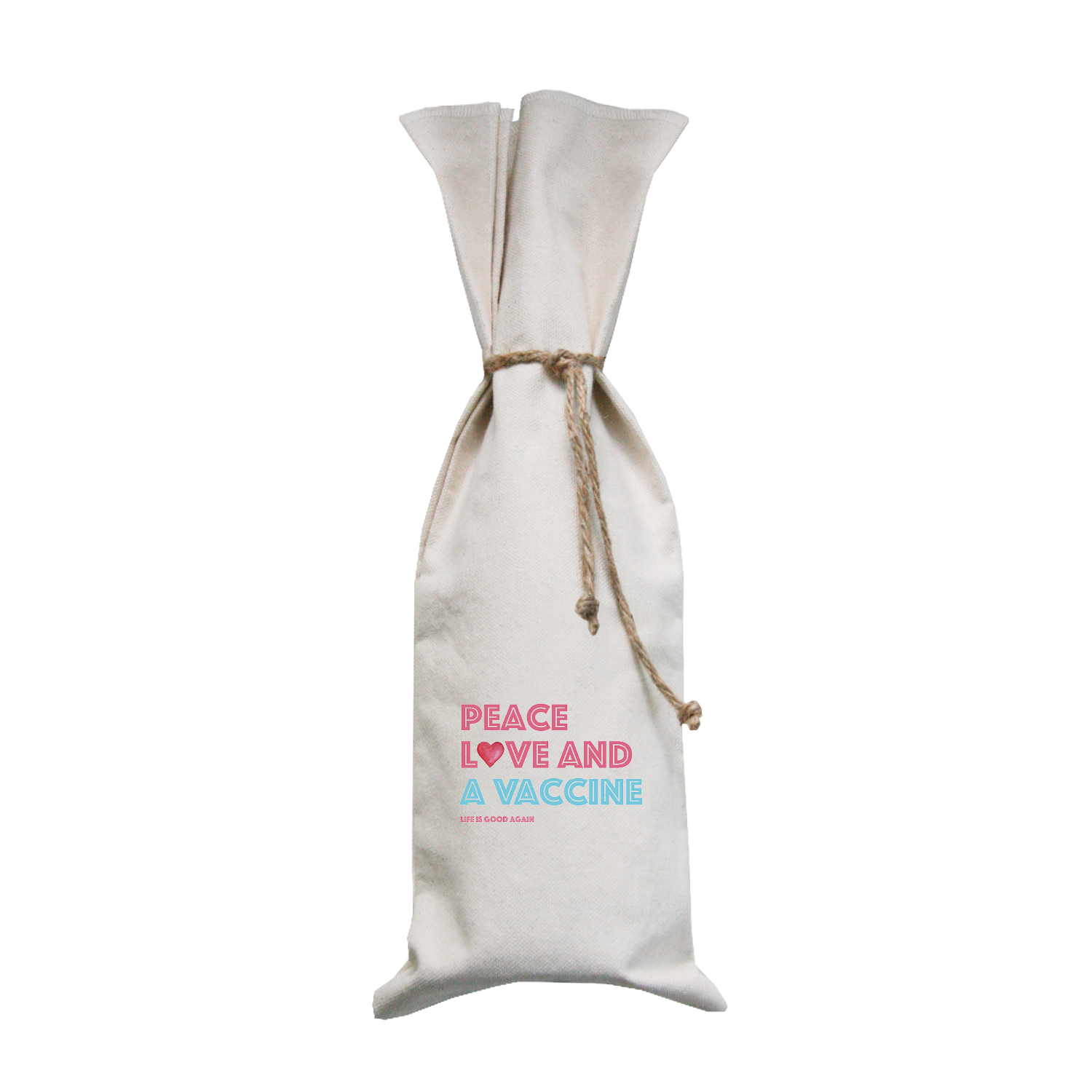 vaccine peace love wine bag