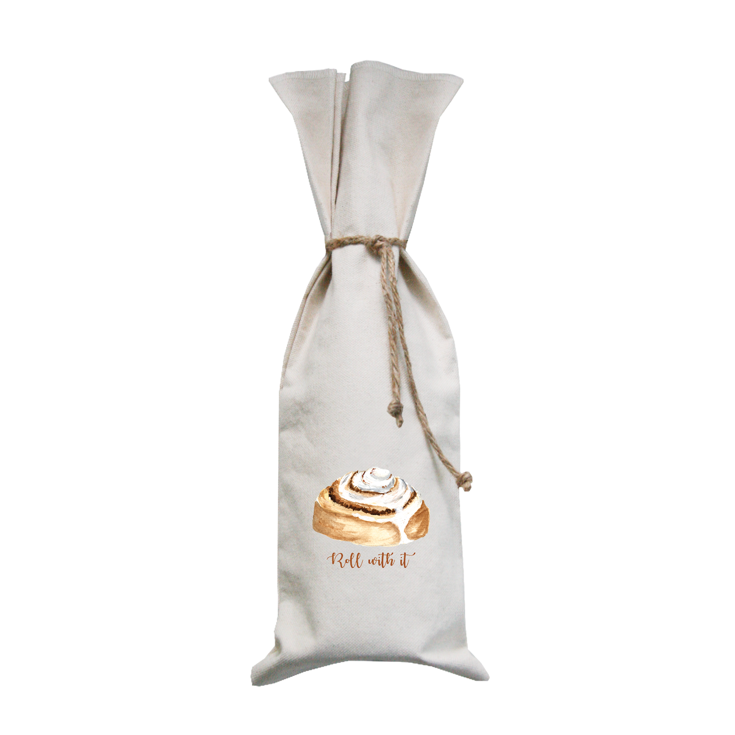 roll with it cinnamon bun wine bag