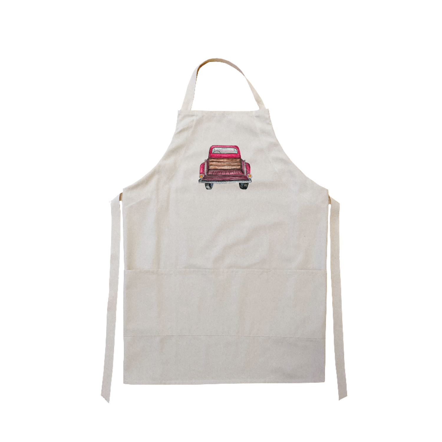 red pick up tailgate down apron