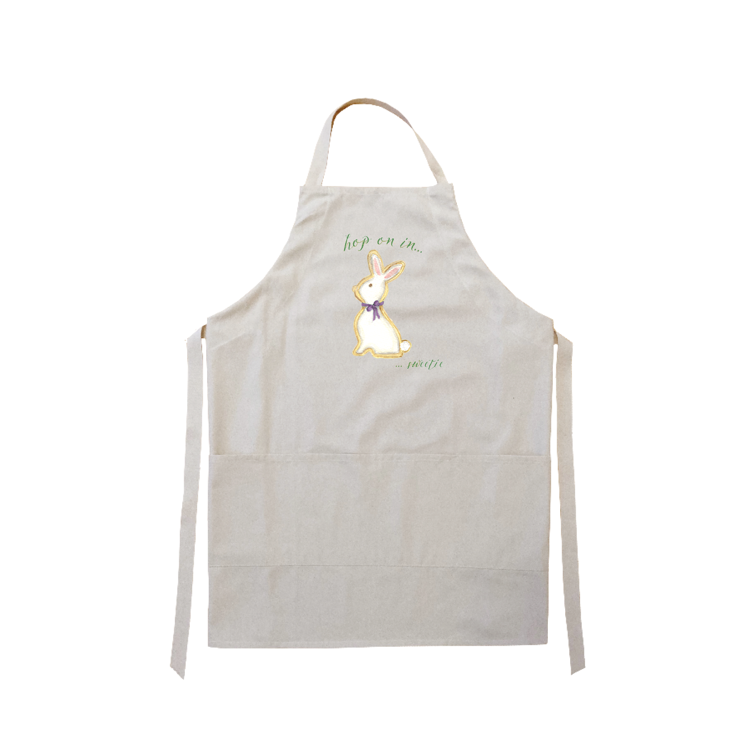 hop on in purple bow apron