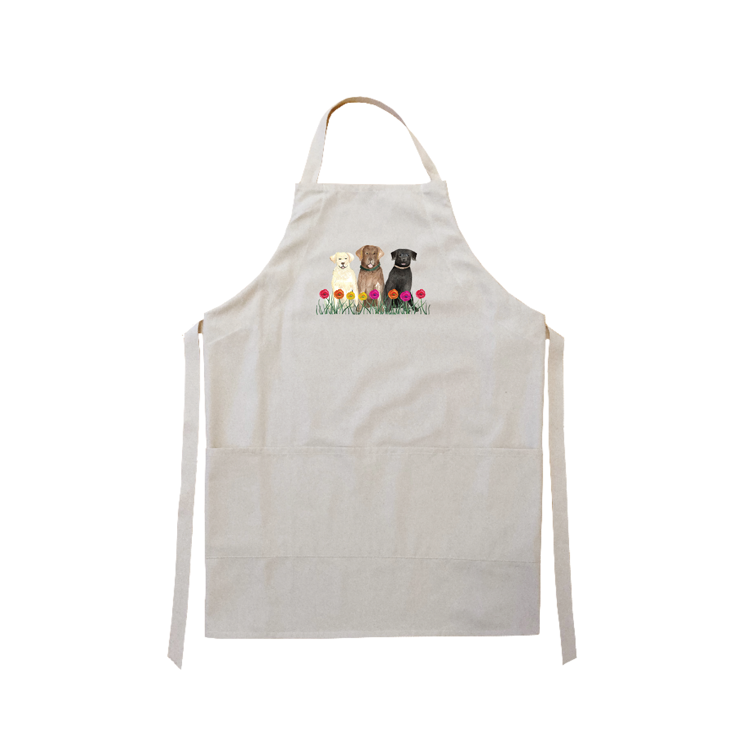 three labs flowers apron