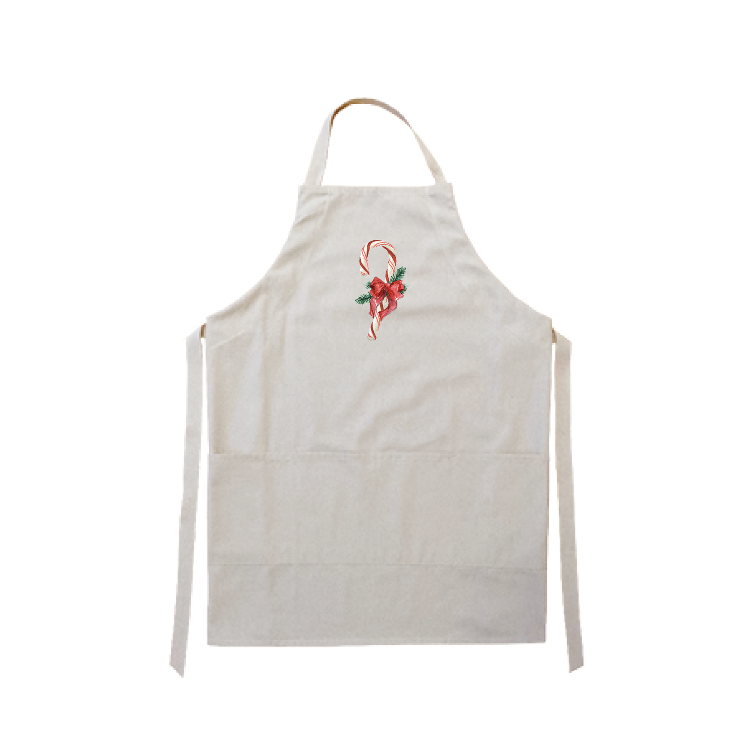 candy cane with bow and evergreens apron