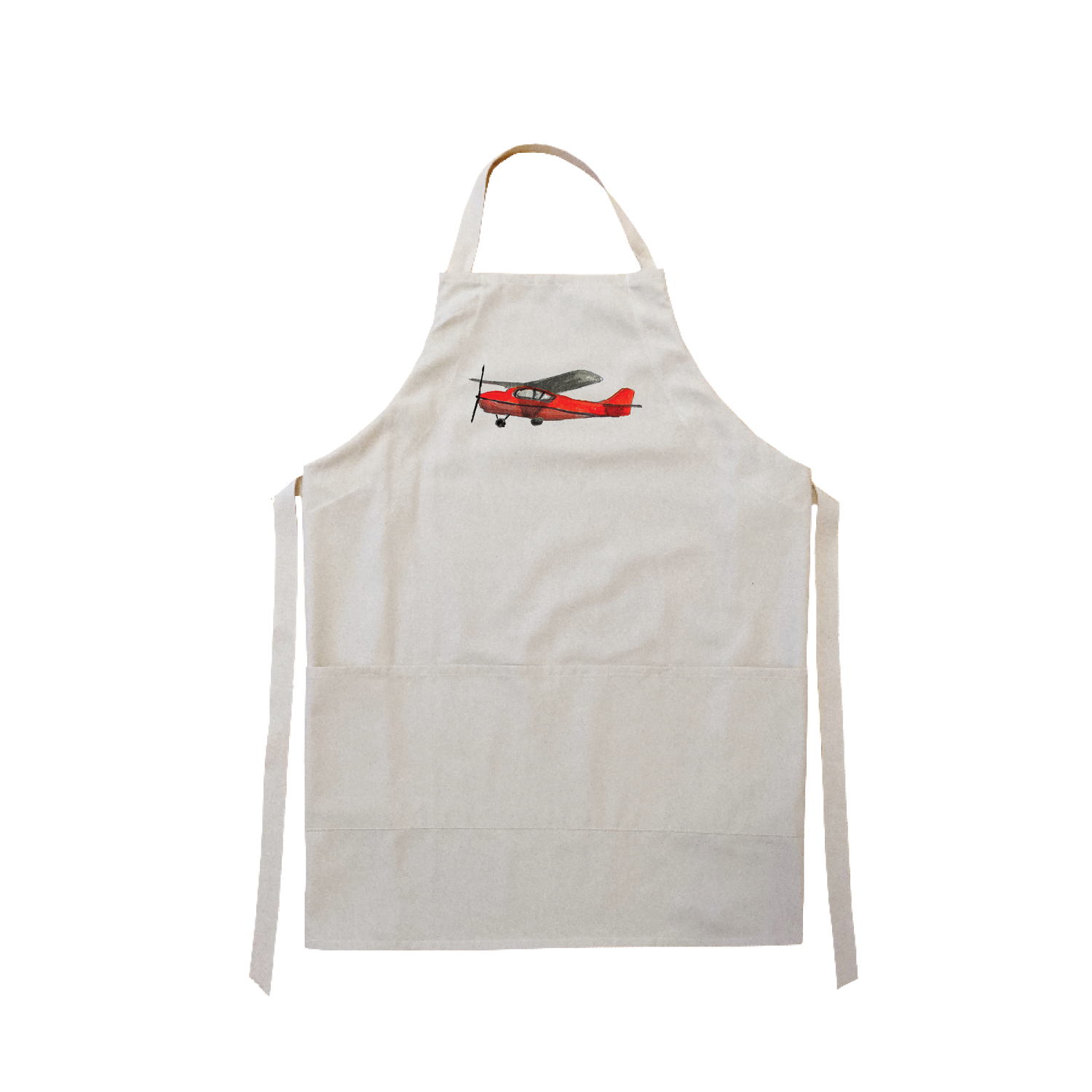 red airplane apron