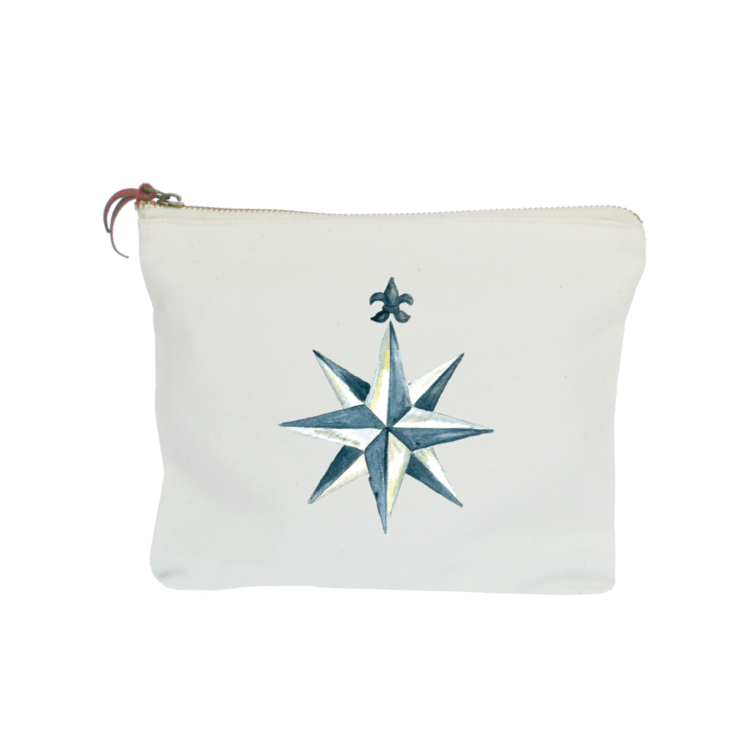 compass rose navy zipper pouch