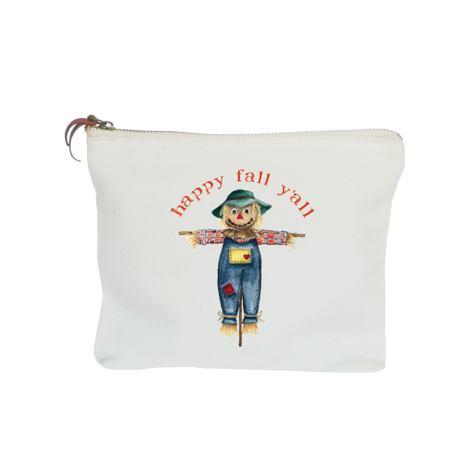 scarecrow happy fall y'all zipper pouch