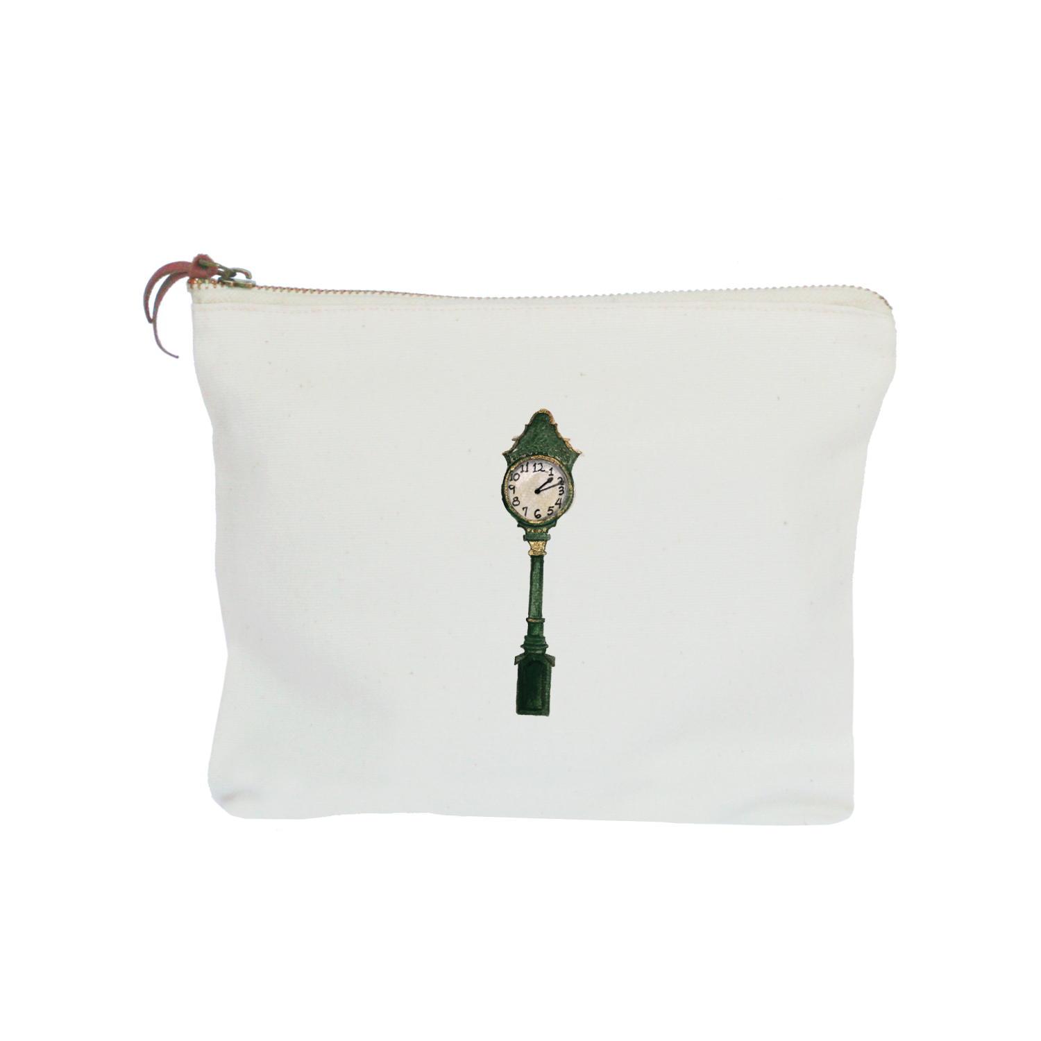 green clock zipper pouch