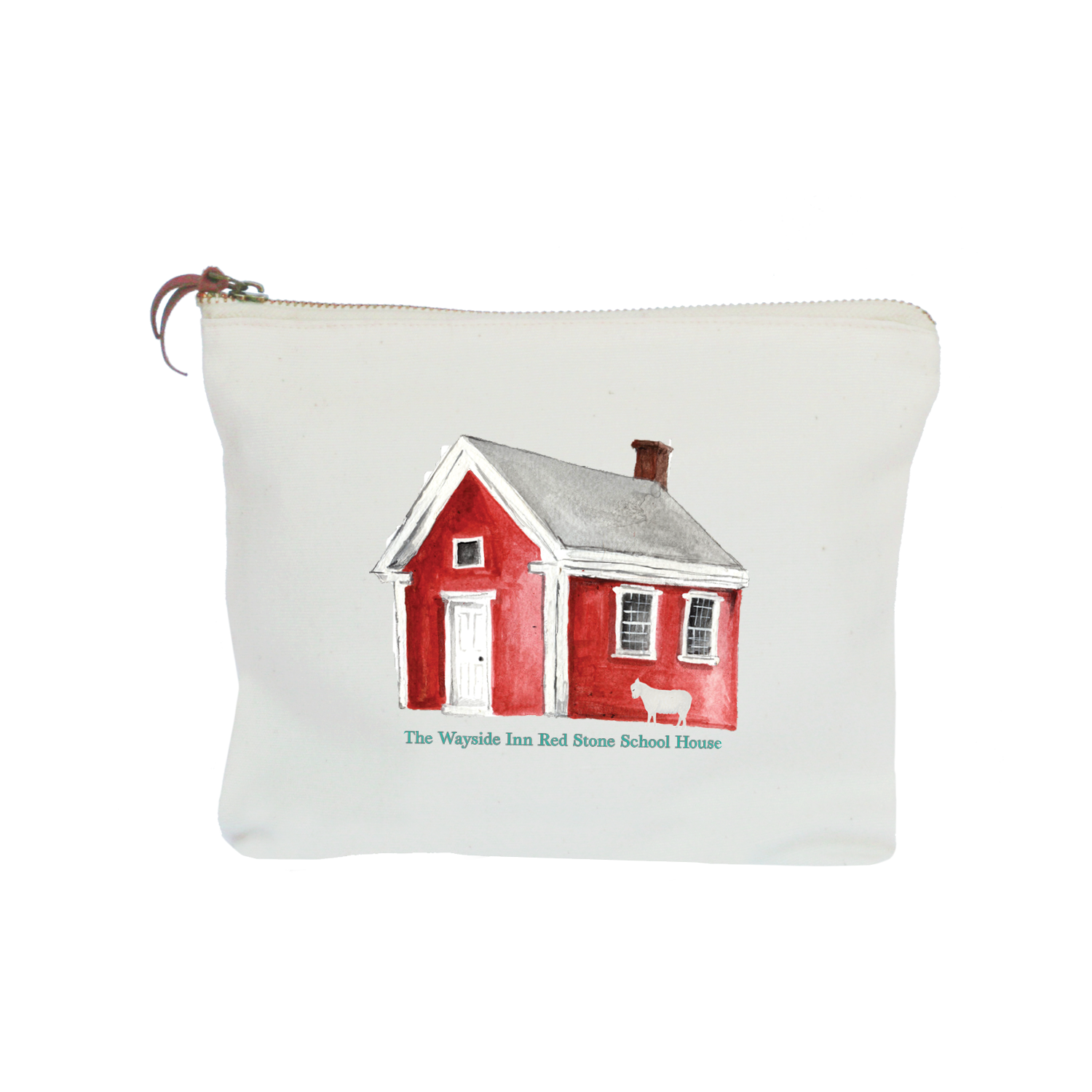 wayside Inn red school house zipper pouch