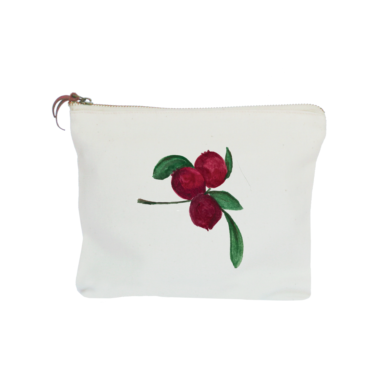 cranberry branch zipper pouch