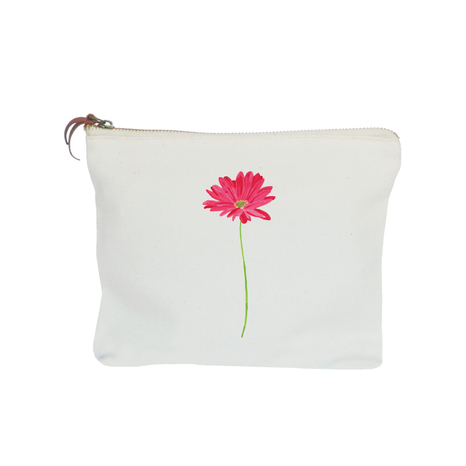 pink gerber daisy zipper pouch