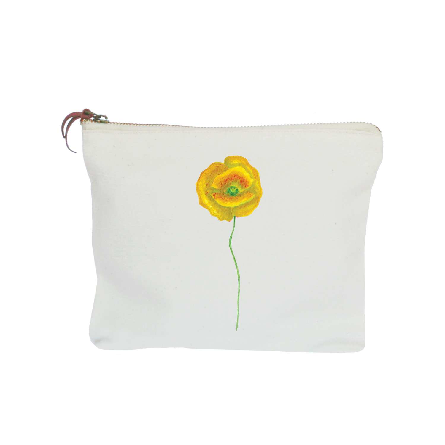 yellow poppy zipper pouch