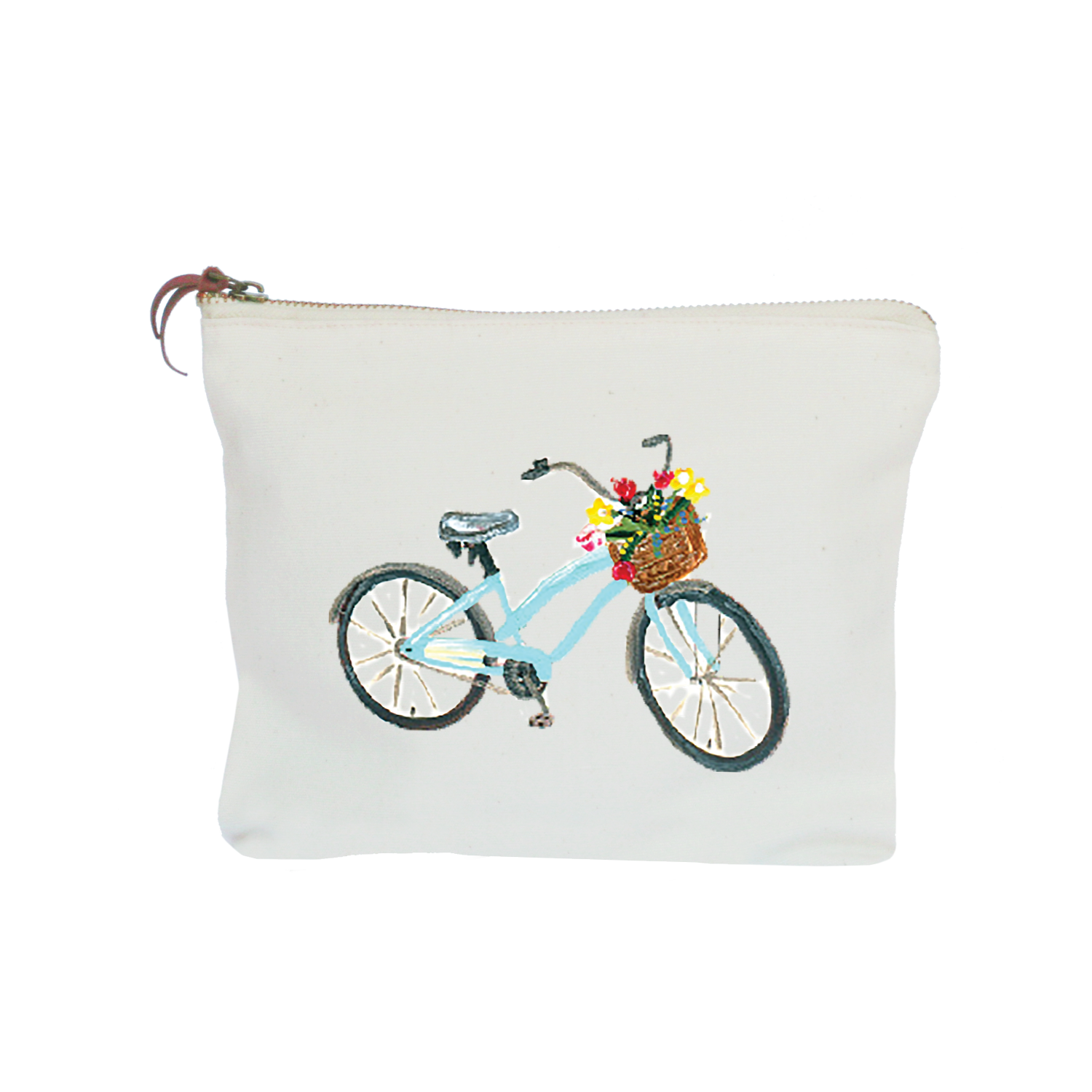bike with tulips zipper pouch