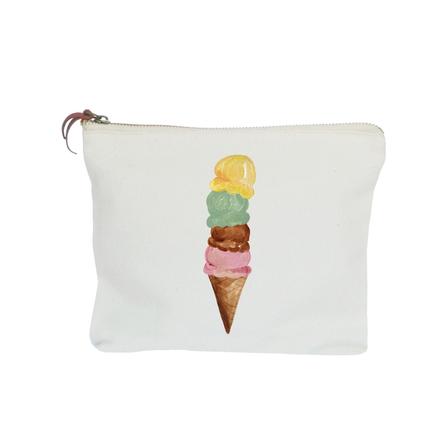 four scoop cone zipper pouch