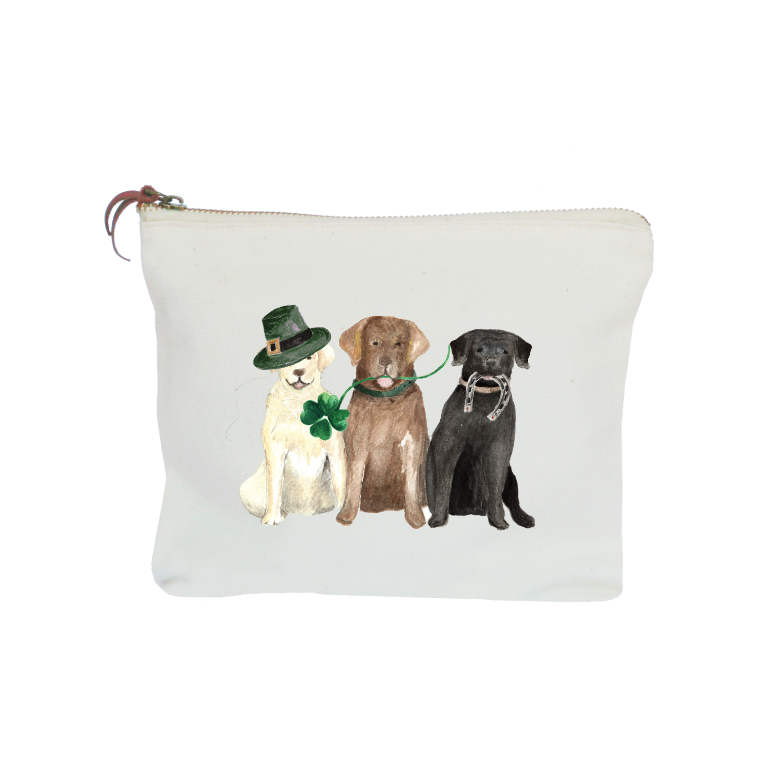 three labs st patrick's day zipper pouch