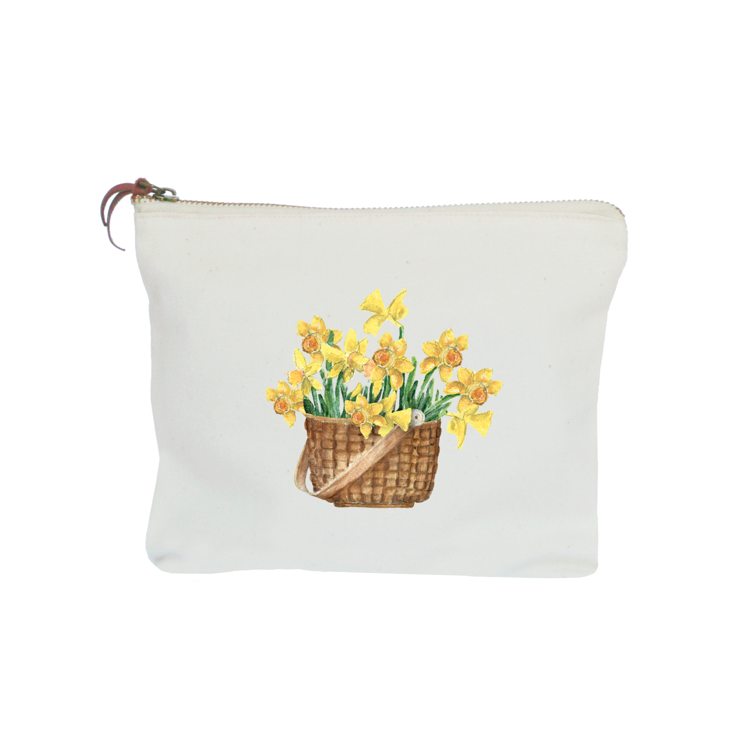 daffodils in nantucket basket zipper pouch