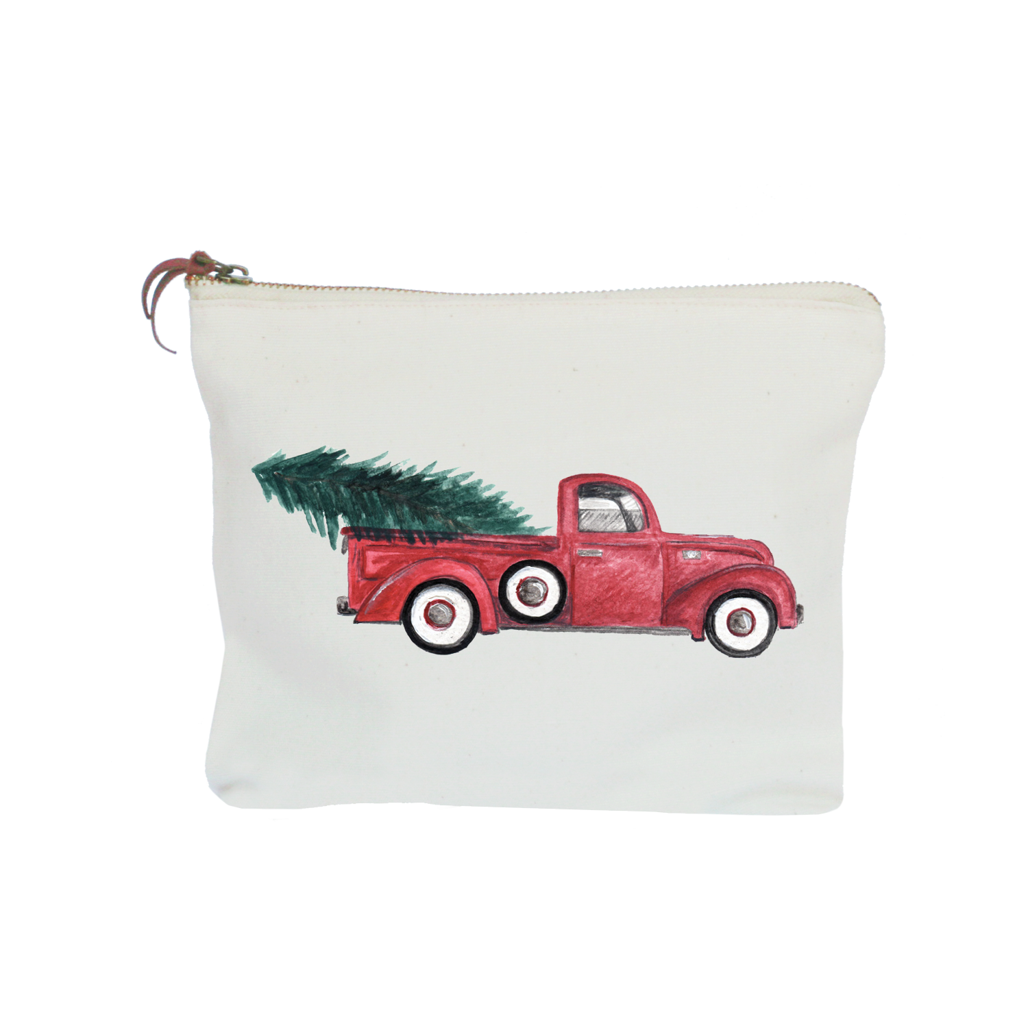 red truck + tree zipper pouch
