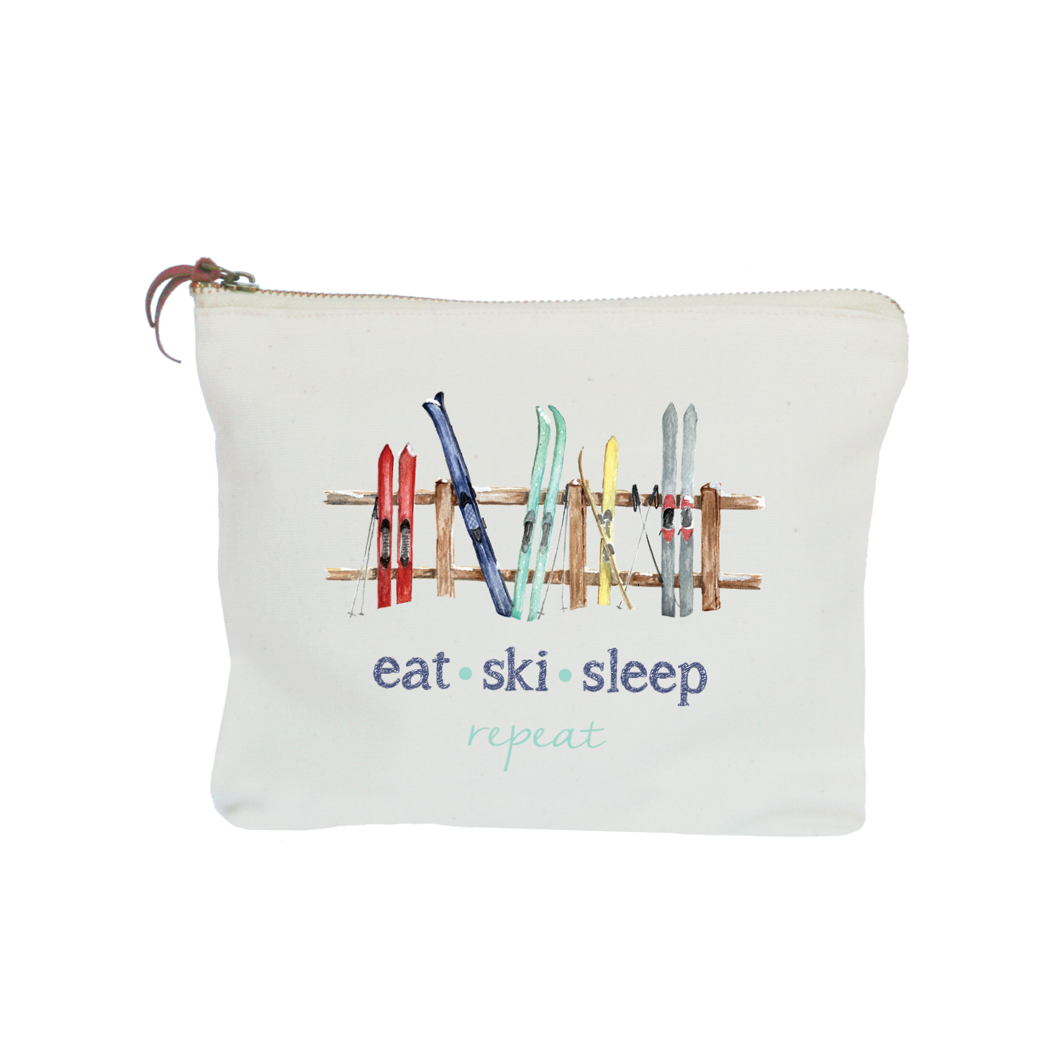 eat ski sleep zipper pouch