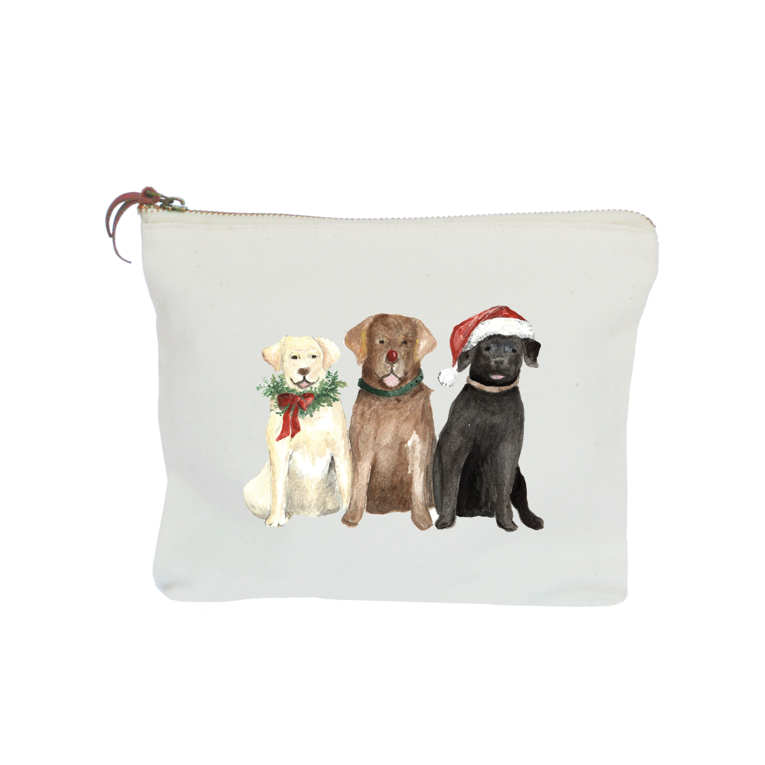 three labs holiday zipper pouch