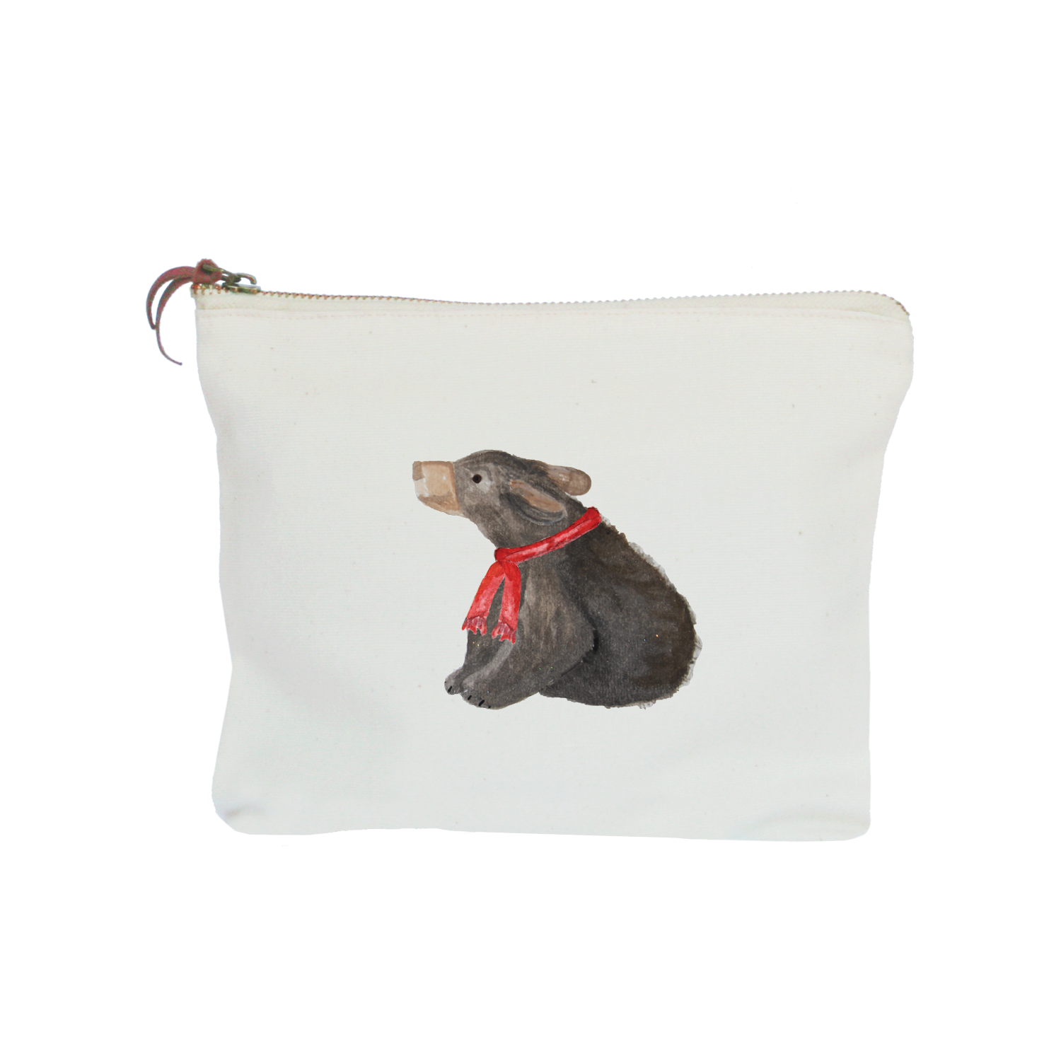 baby bear in scarf zipper pouch