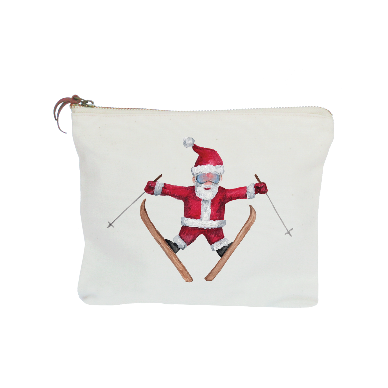 santa on skis zipper pouch