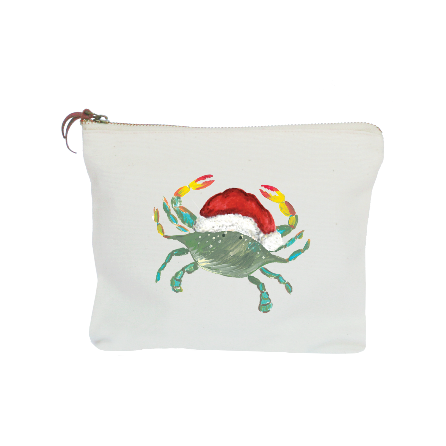 crab with santa hat zipper pouch