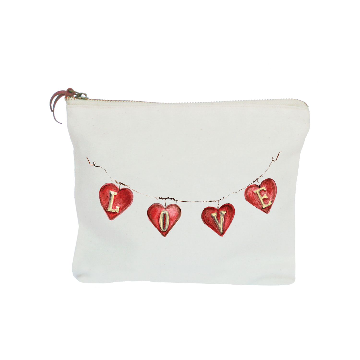hearts on wire zipper pouch