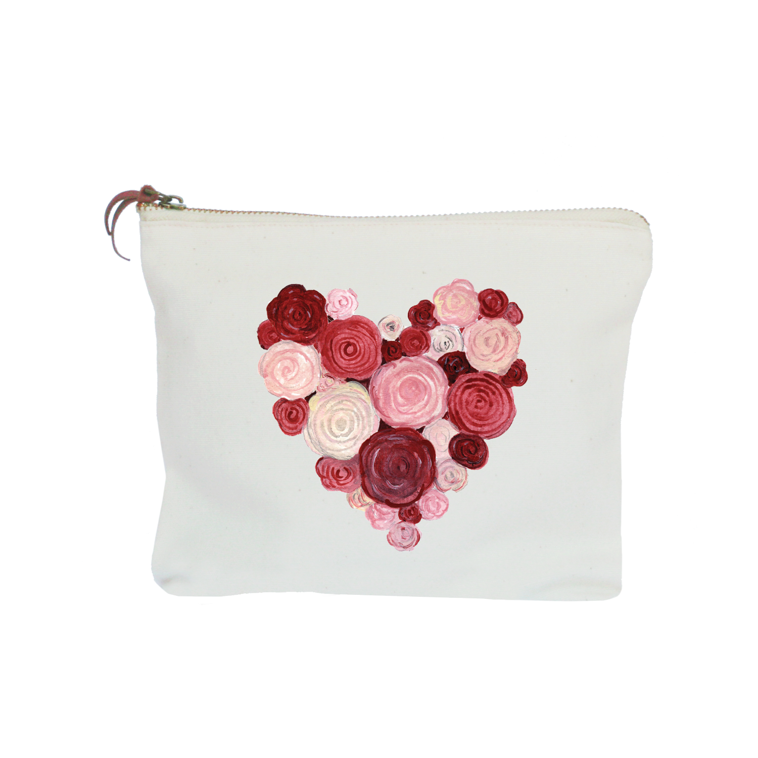 rose heart wreath zipper pouch